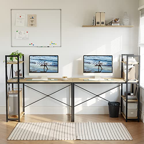 47 Inch Grained Black Computer Desk with Shelves J558