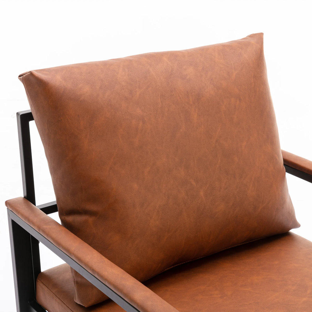 Orange Faux Leather Accent Chair with Black Metal Frame Q420523