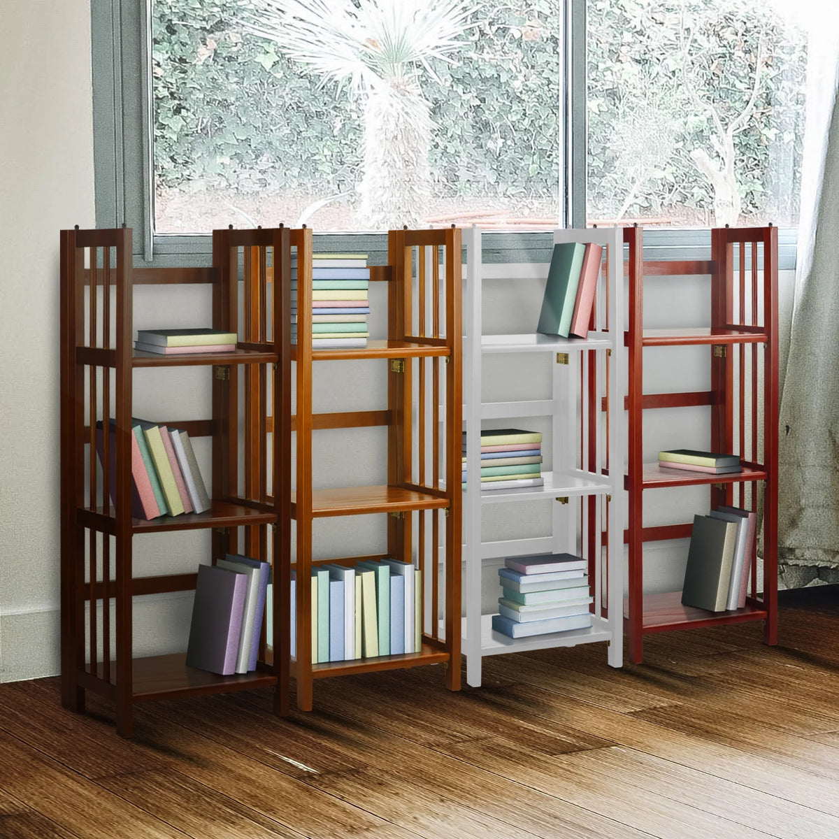 3-Shelf Folding Bookcase, Walnut P9950