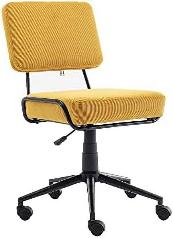 Yellow Corduroy Adjustable Height Armless Swivel Desk Chair R873