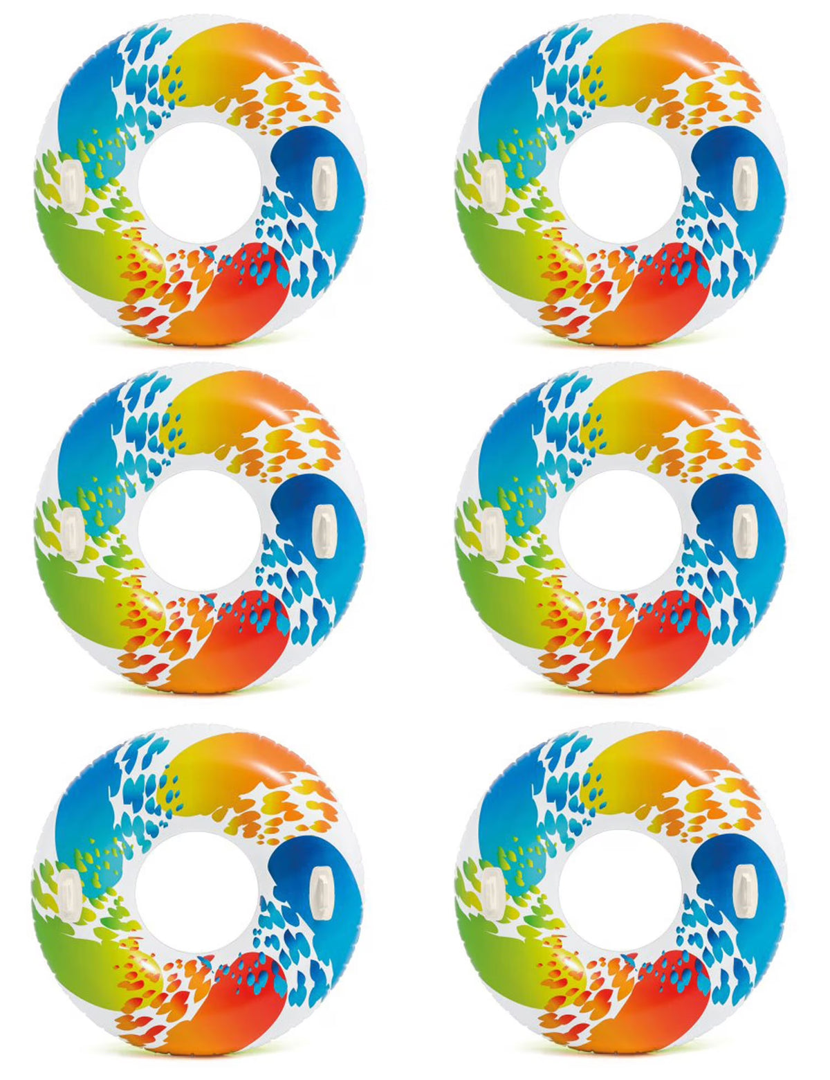 Inflatable 47" Color Whirl Tube Pool Raft with Handles (6 Pack) R725643