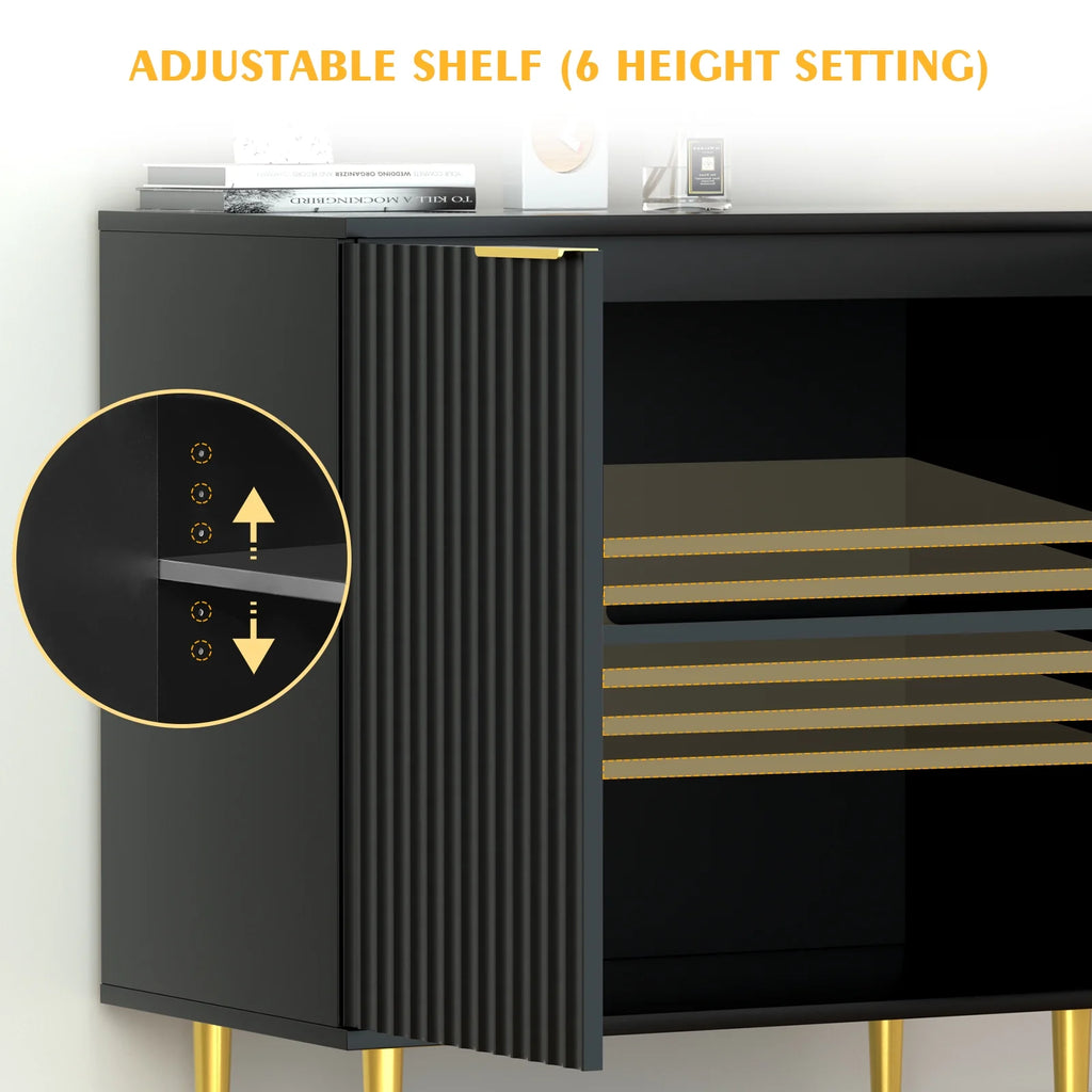 Black Storage Cabinet with Doors and Adjustable Shelves T171794
