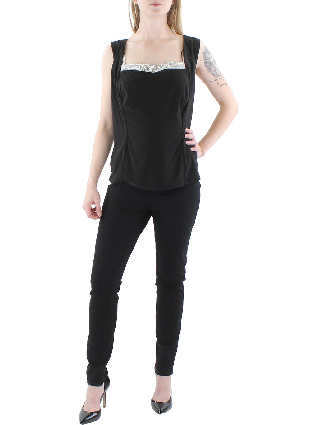 Plus Knit Embellished Tank Top U96724