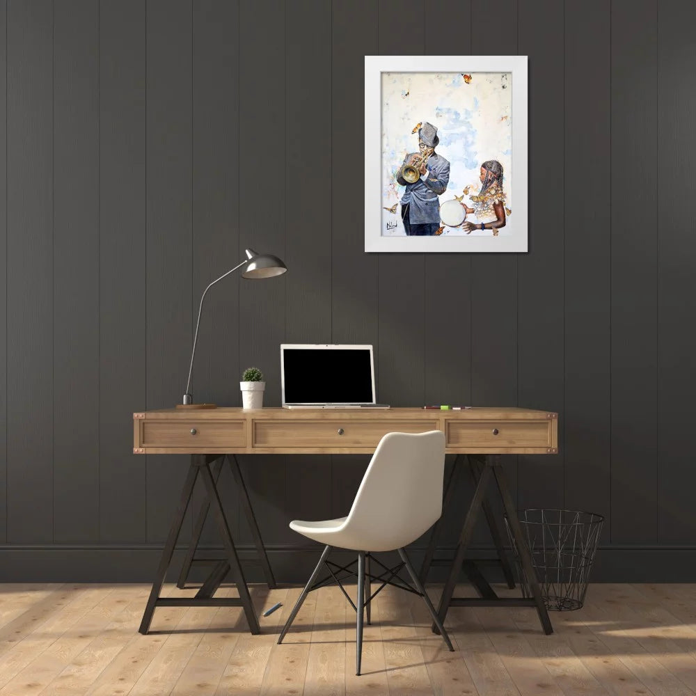 White Modern Wood Framed Art Print W2013