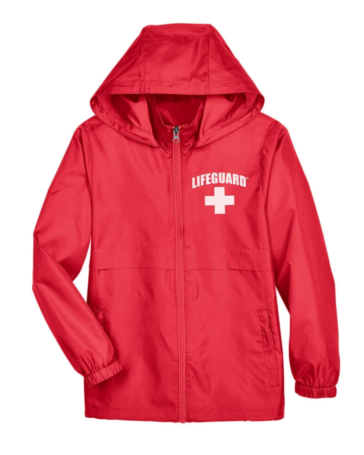 Red Water Resistant Rain Jacket with Hood Y12752