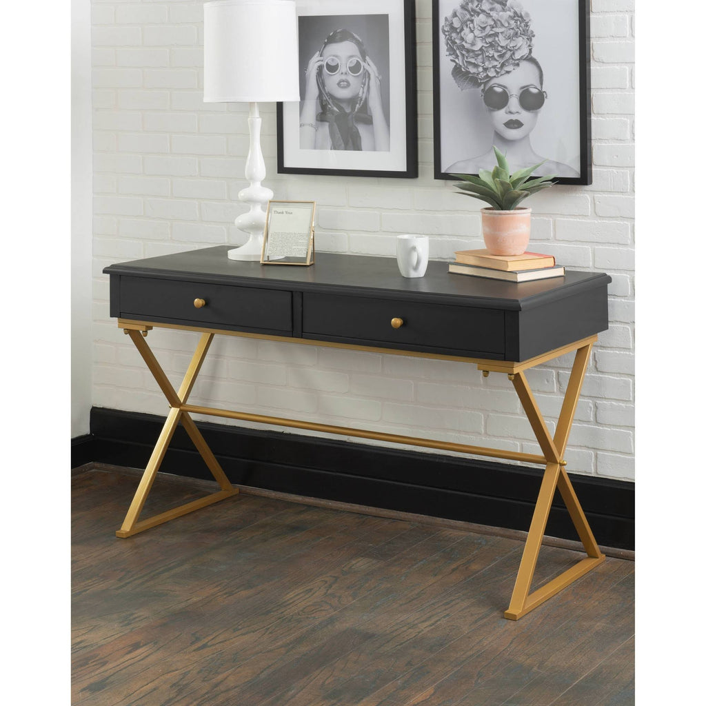 Black Two-Drawer Desk I82189