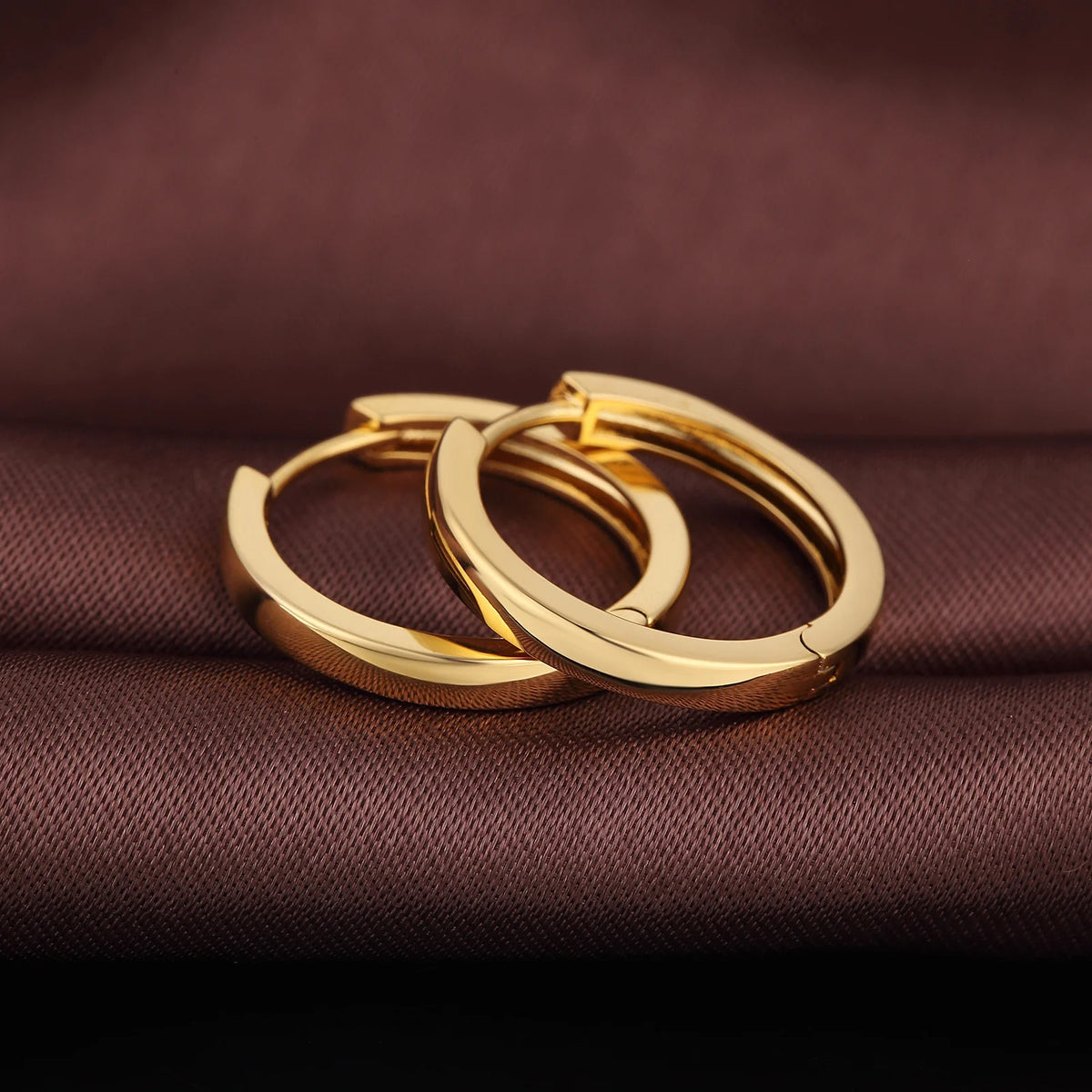 18k Gold Plated Small Hoop Earrings Stainless Steel K758948