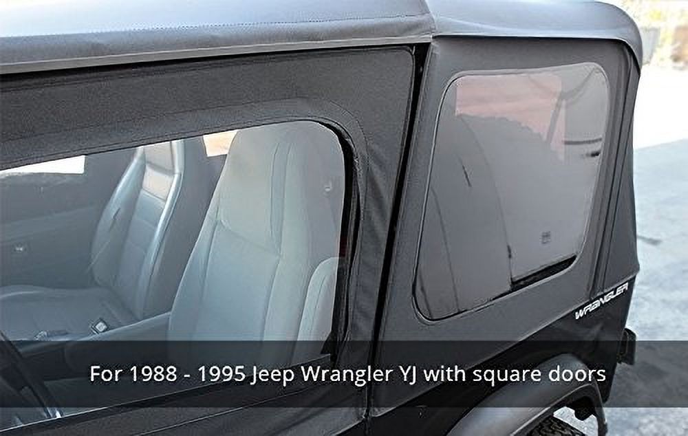 Black Denim Vinyl 2 Door Jeep Soft Top with Rear Plastic Tinted Windows Y312412