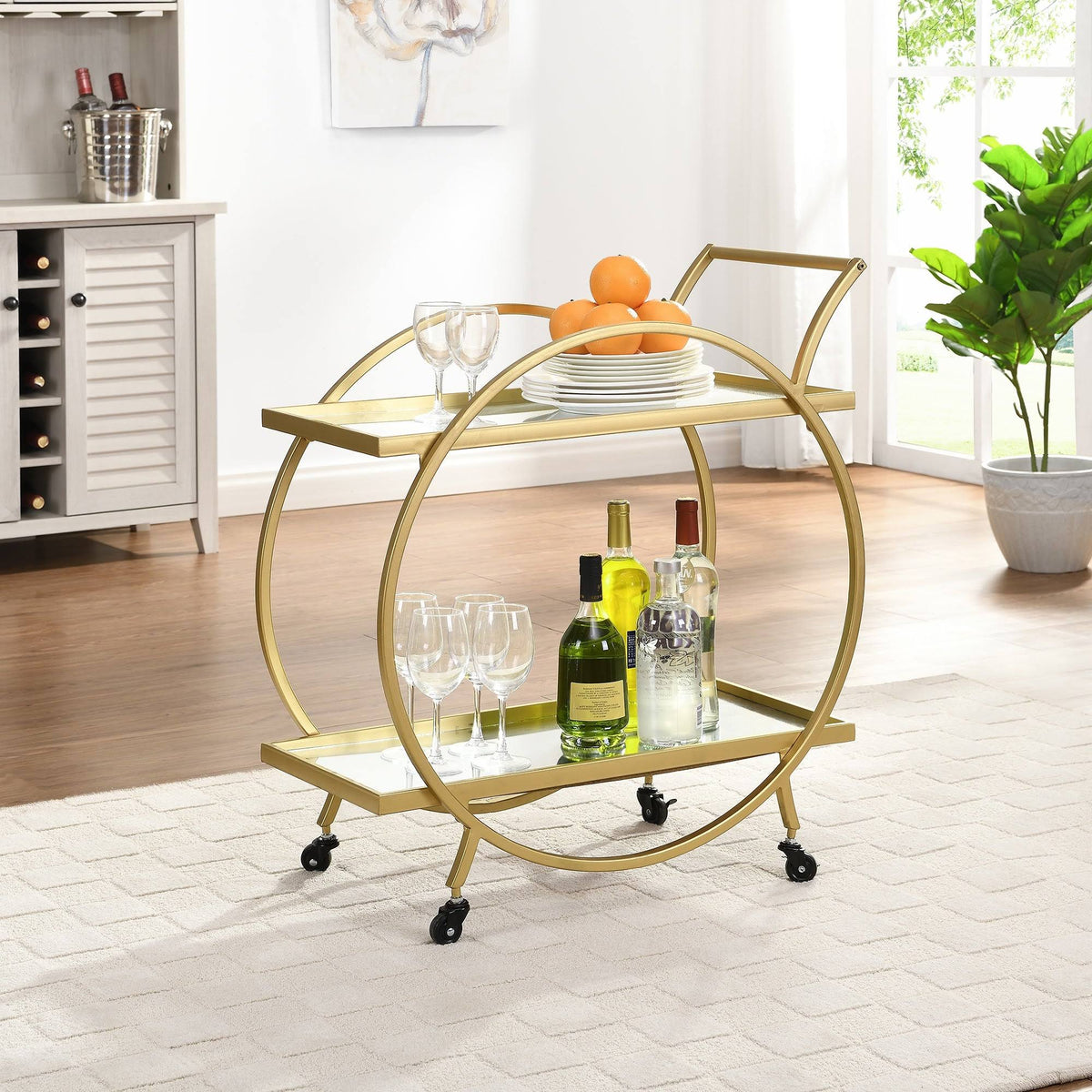Gold/Brown Bar Cart X80758