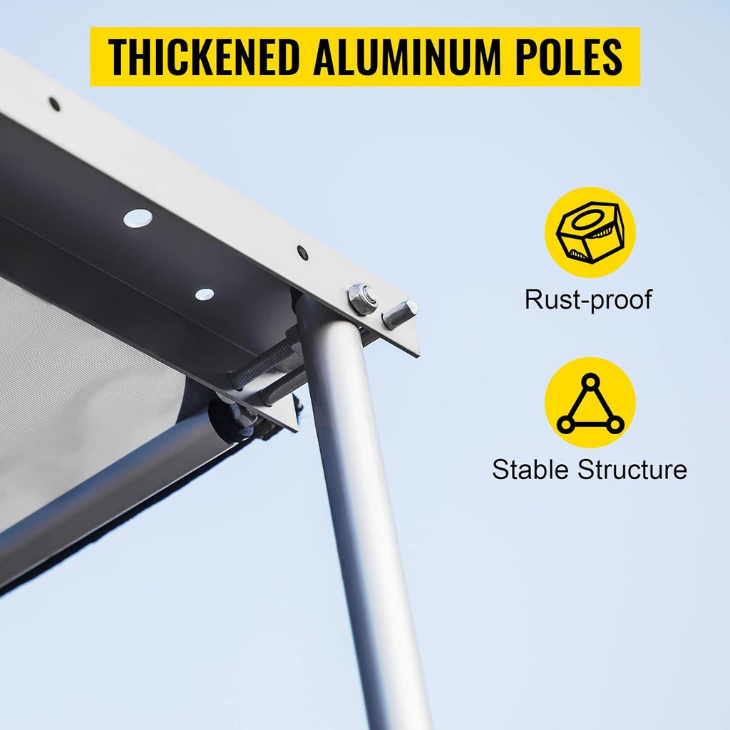 Car Side Awning, 7.6'x8.2', Retractable Waterproof UV50+ with Carry Bag, Grey D3836