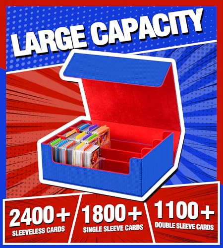 Trading Card Storage Box 2400+ Card Deck Case Black and Gray N694
