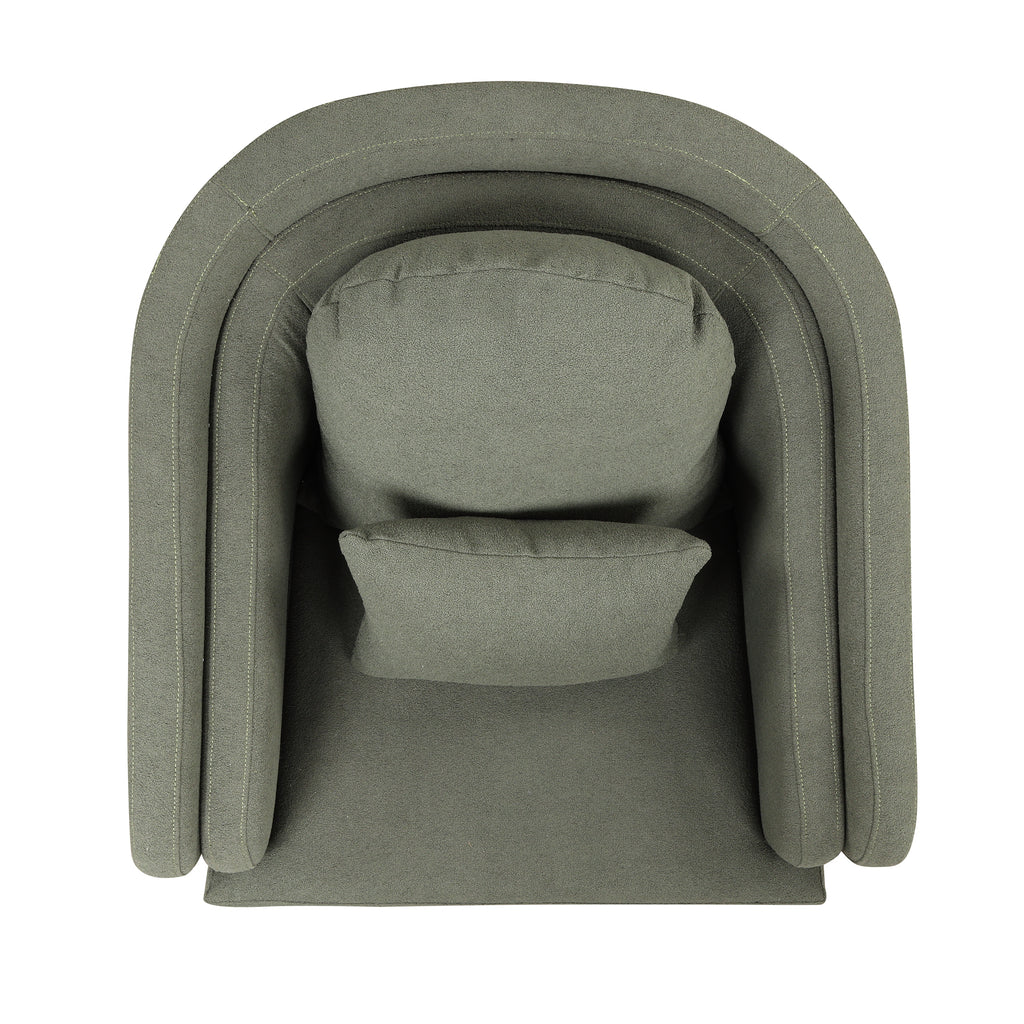 Seaweed Green Upholstered Accent Chair with Lumbar Pillow and Metal Legs K206354