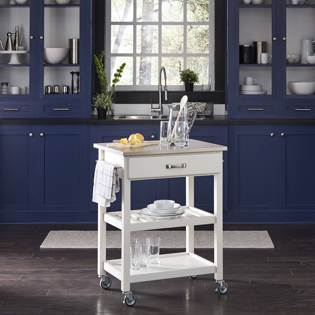 White Stainless Steel Top Kitchen Cart G165