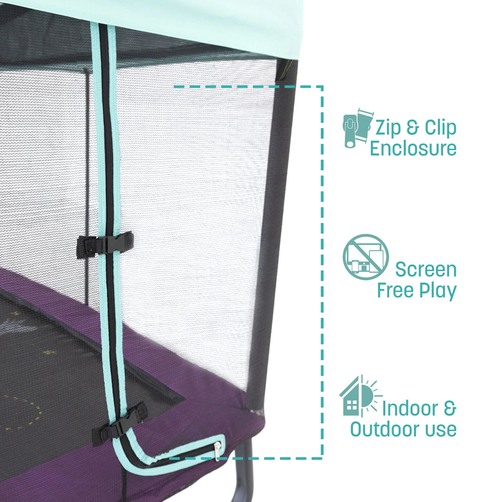 6x4ft Indoor Mini Trampoline with Net Enclosure Y939792