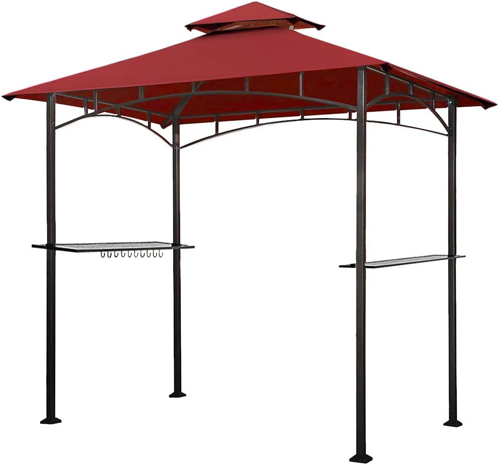 5x8 Grill Gazebo with Double Tier Canopy and Steel Frame H203928