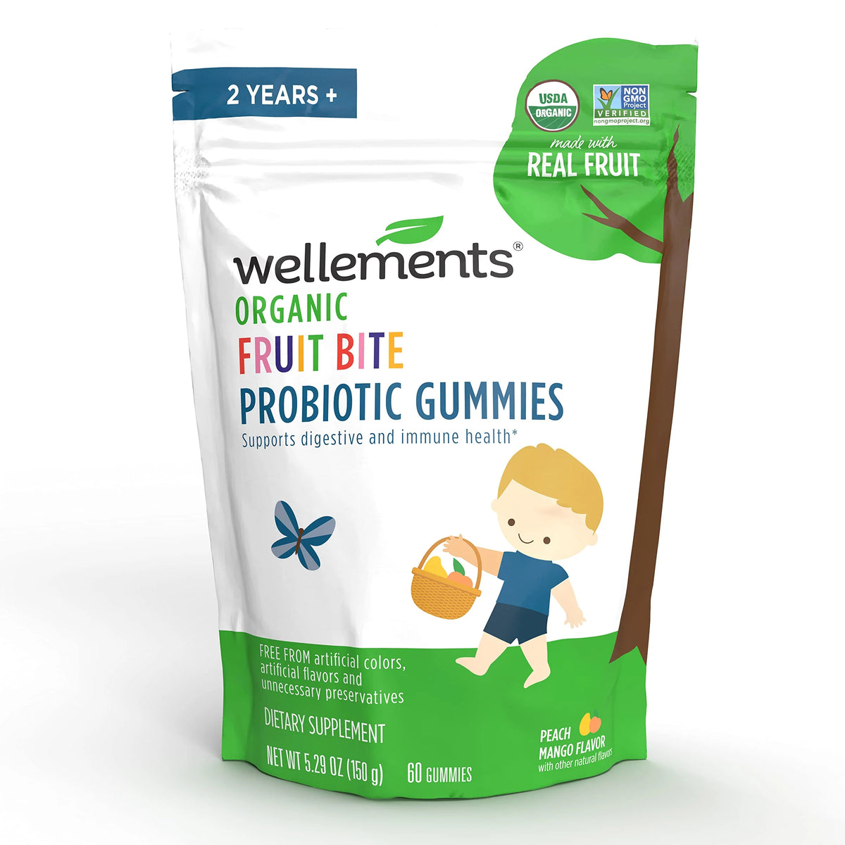 Organic Probiotic Gummies Peach Mango Flavor E436194