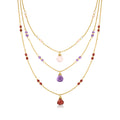 Italian Pink Opal Multi-Gemstone Layered Necklace in 24kt Gold Over Sterling T36439