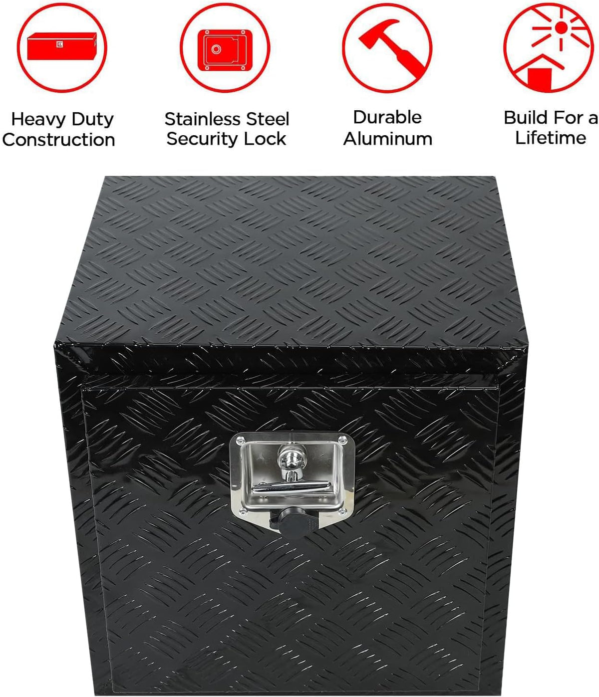 Black Aluminum 5 Bar Tread Underbody Toolbox with Lock Latch P84388