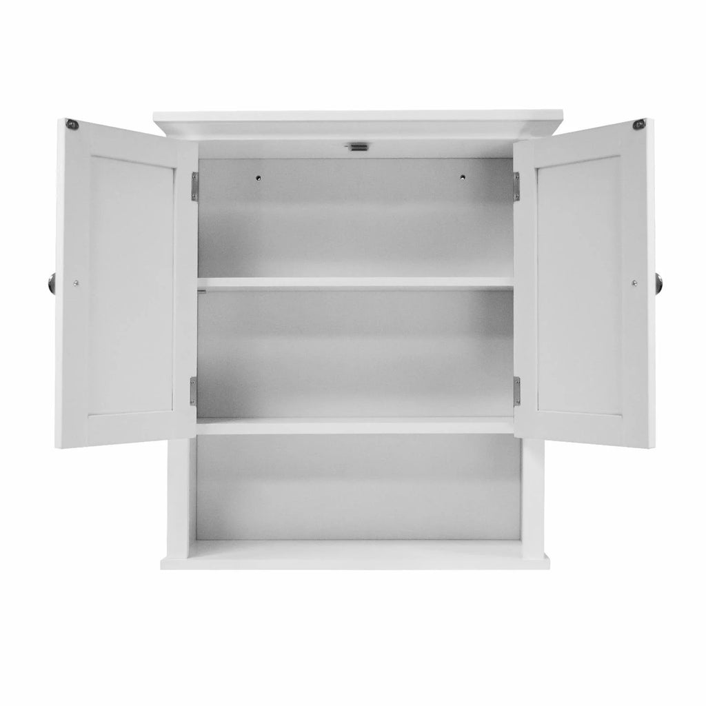 2-Door Wood Wall Cabinet with Shelves in White N4596