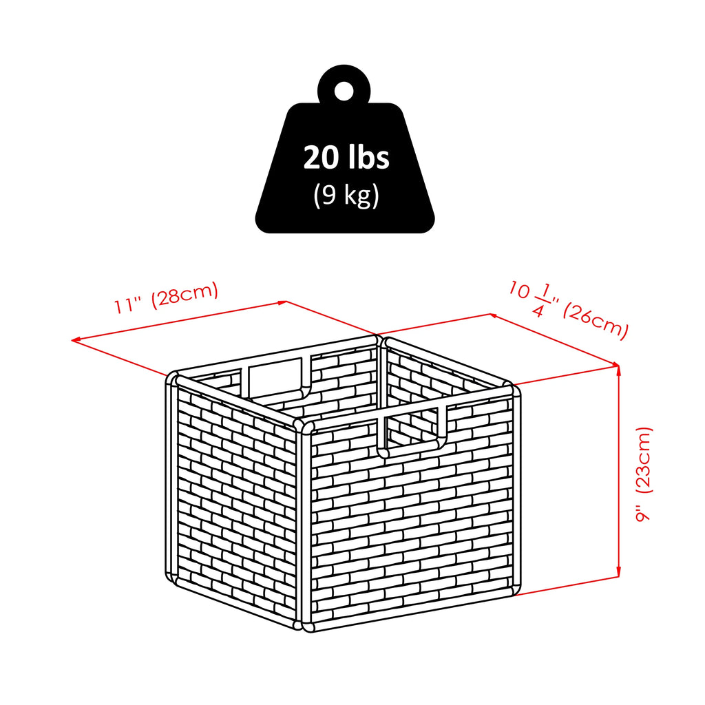 4-Pc Storage Bench with 3 Foldable Woven Baskets V484