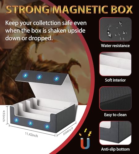 Trading Card Storage Box 2400+ Card Deck Case Black and Gray N694
