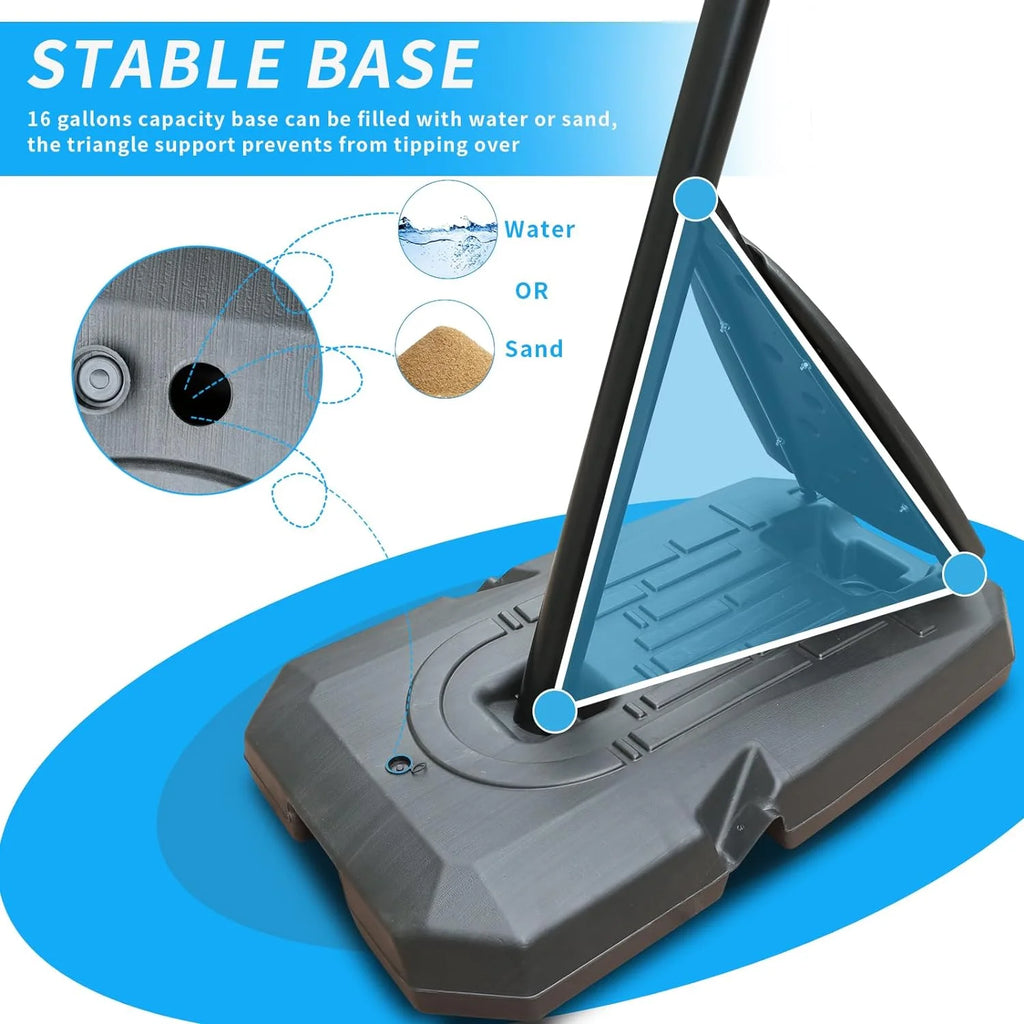 44" Portable Adjustable Basketball Hoop System with Wheels H541