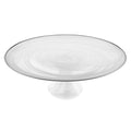 Optical Glass White Silver Footed Cakestand H66497