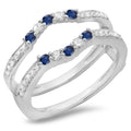 18K White Gold Sapphire Diamond Ring T8919