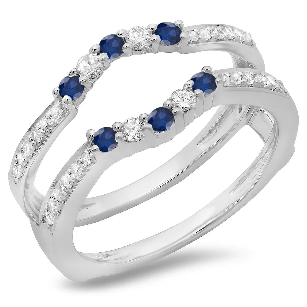 18K White Gold Sapphire Diamond Ring T8919