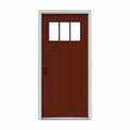 34 in. x 80 in. Red Painted Steel Prehung Front Door J240