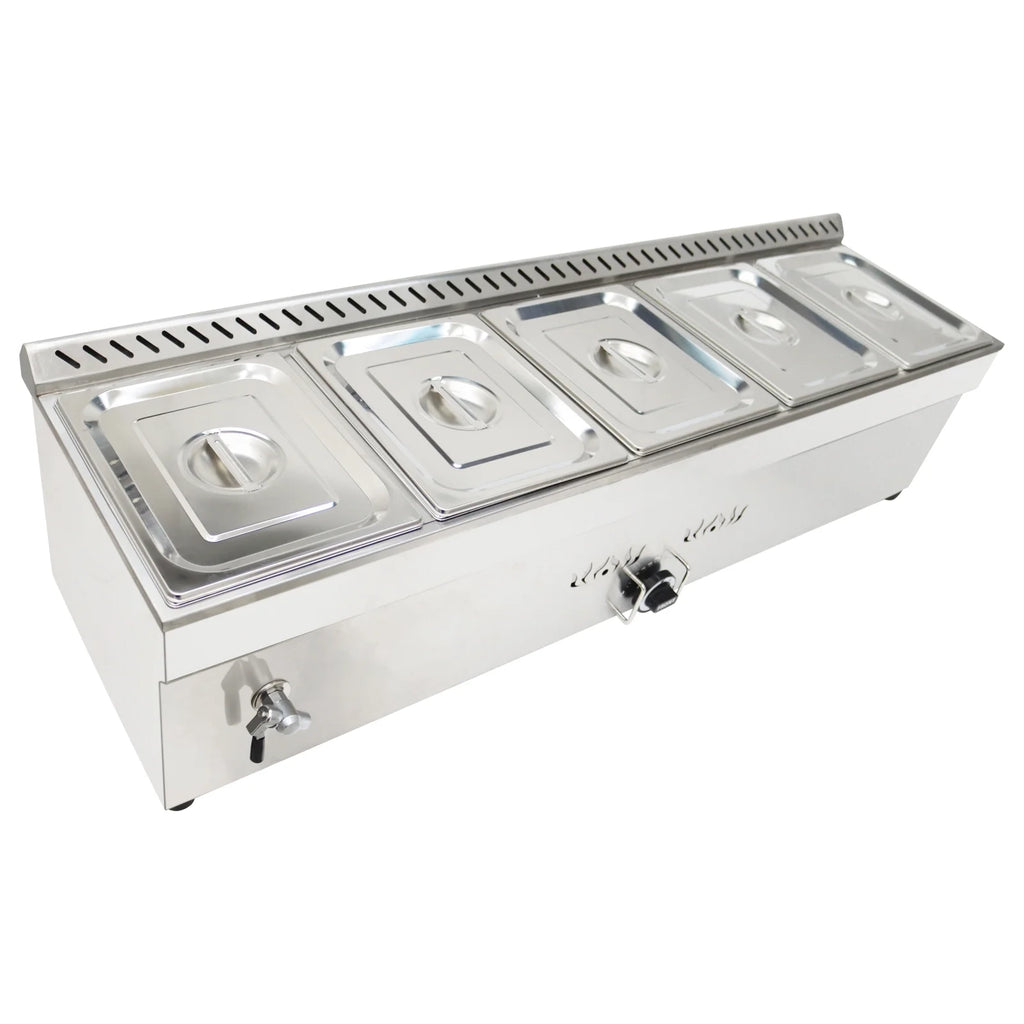 Propane Gas 5 Pan Stainless Steel Food Warmer P72706