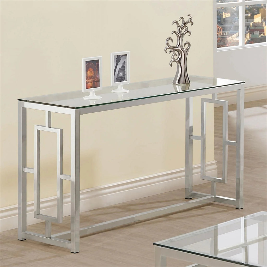 Nickel Rectangle Glass Top Sofa Table Z868759
