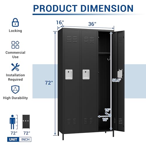 Blue Steel 3 Doors Metal Storage Locker G6243