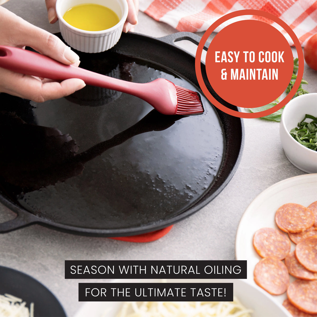 Black 12 in x 14 in x 1 in Cast Iron Baking Pizza Pan N657