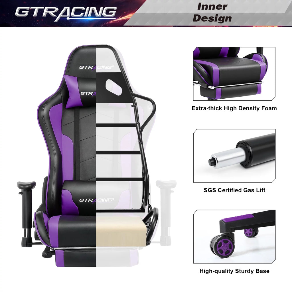 Purple Gaming Chair with Speakers and Footrest H55567