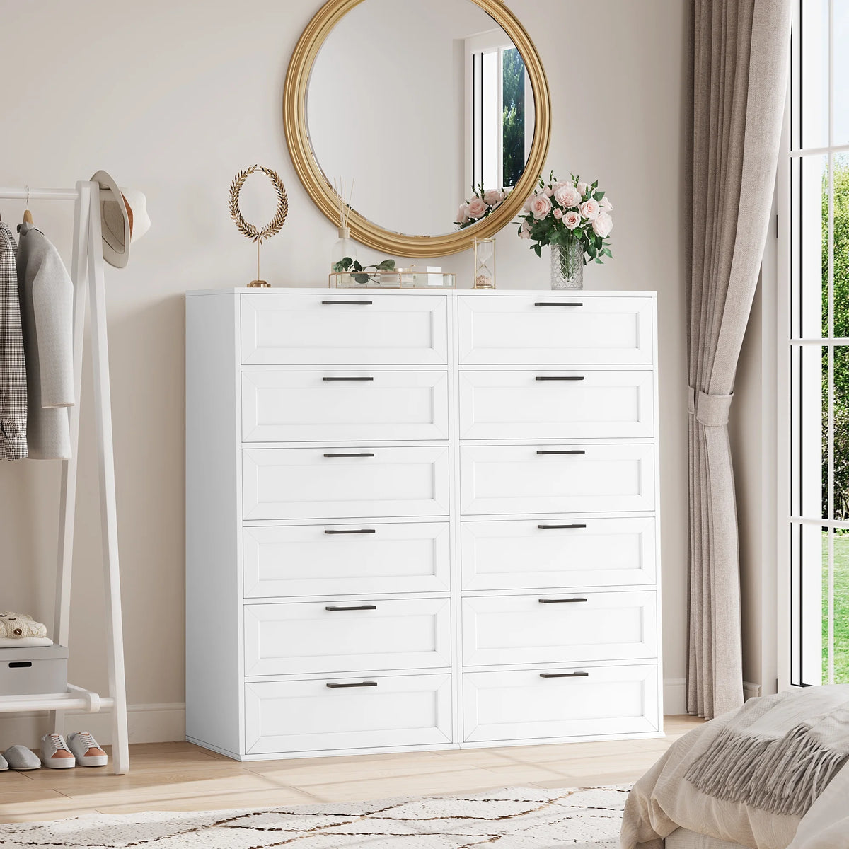 White 6 Drawer Tall Dresser J75440
