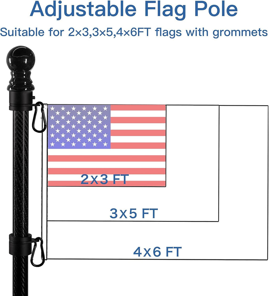 Black Carbon Fiber Flag Pole with Wall Mounted Holder Z169