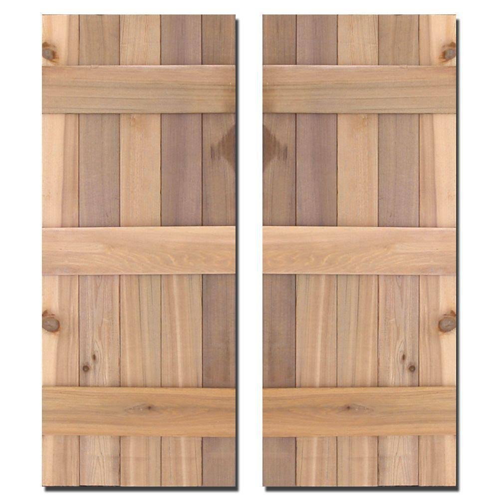 Natural Cedar Board-n-Batten Shutters Pair T186