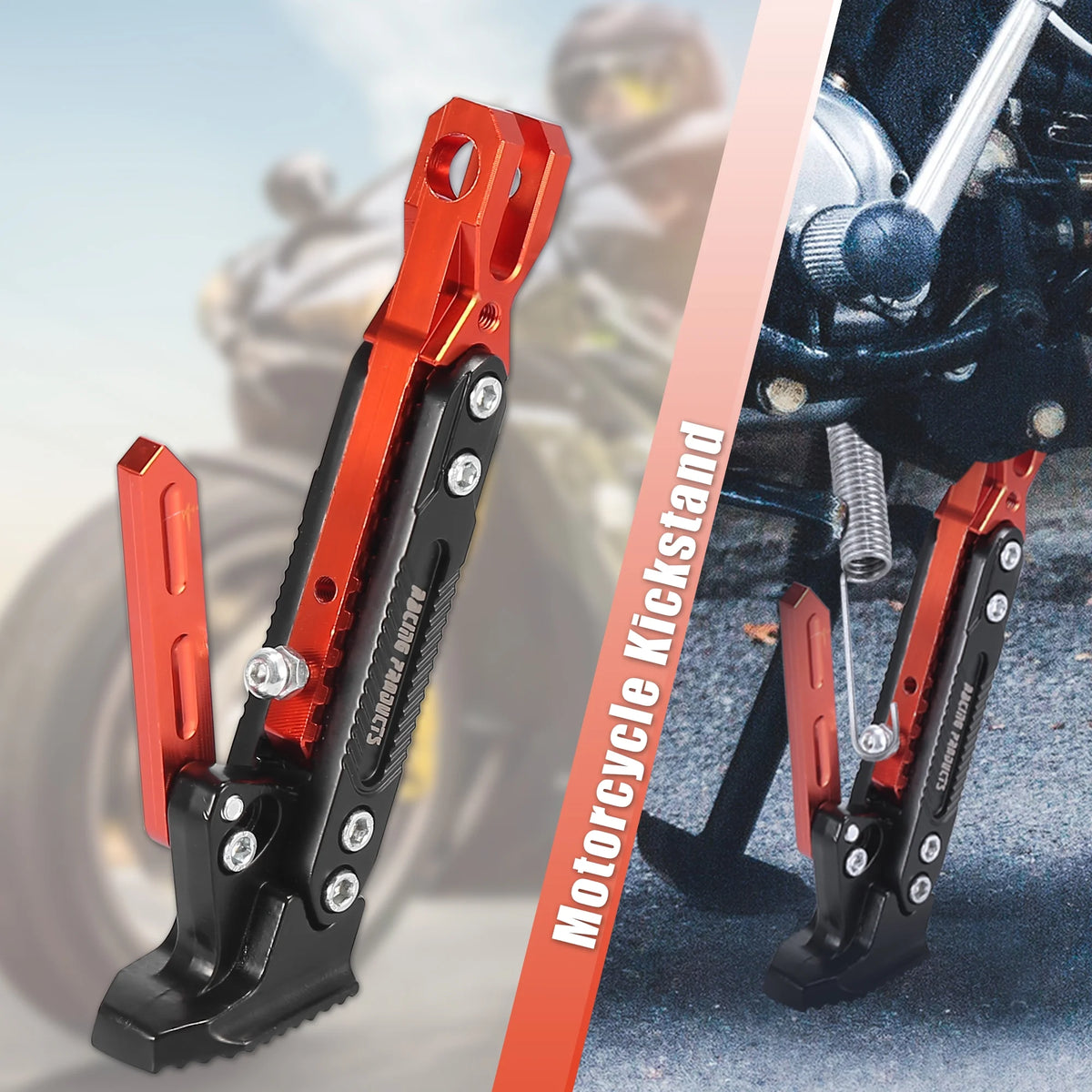 Orange CNC Aluminum Alloy Motorcycle Kickstand Side Support Stand X496