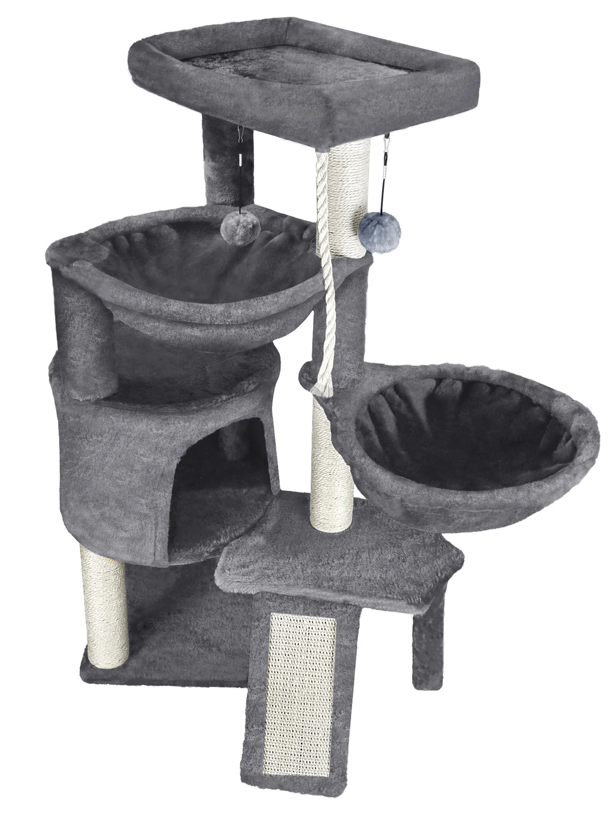 Grey Cat Tree with Scratching Posts and Hammocks S89537