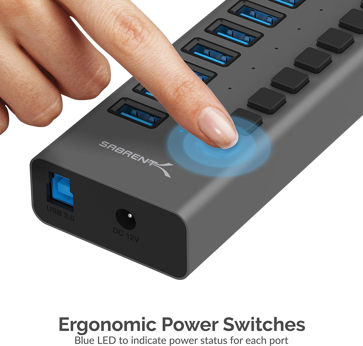16-Port USB 3.0 Data Hub and Charger with Individual Switches S189