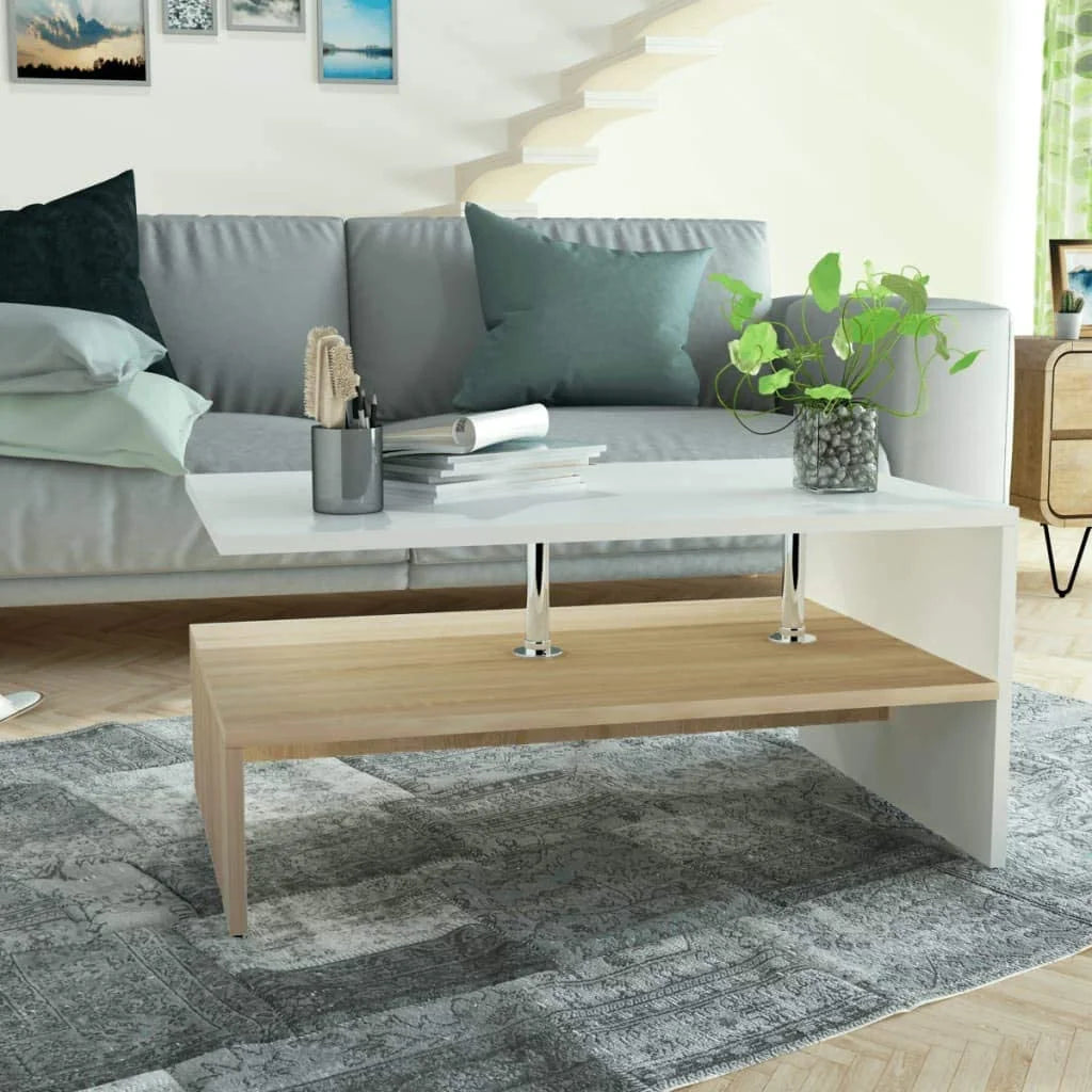 Oak and White Engineered Wood Coffee Table X106184
