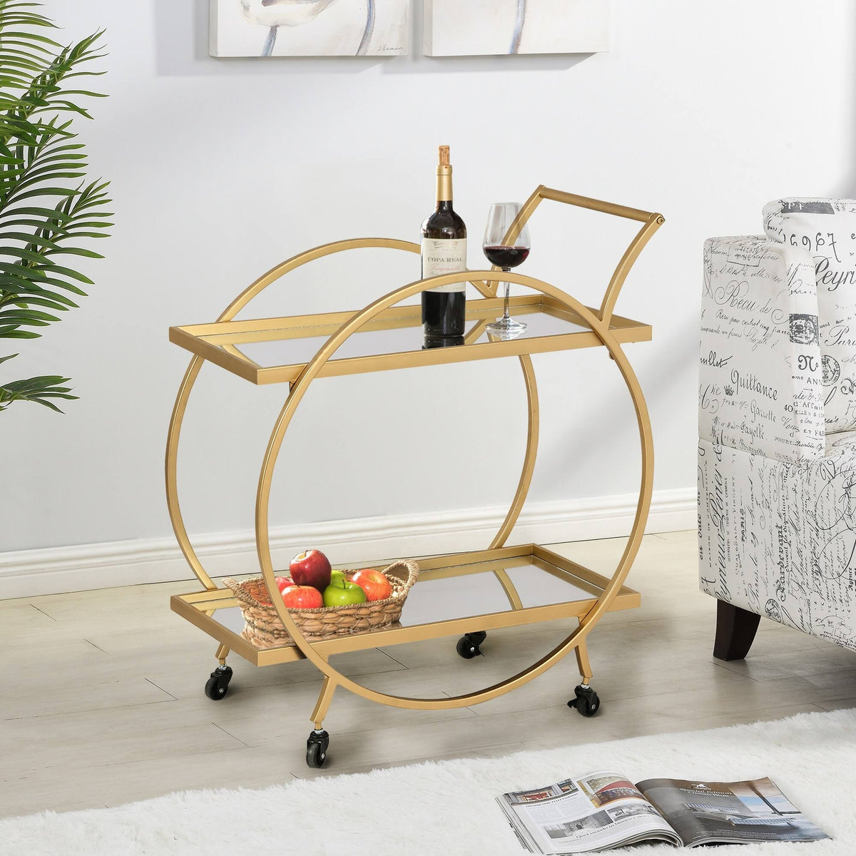 Gold/Brown Bar Cart X80758
