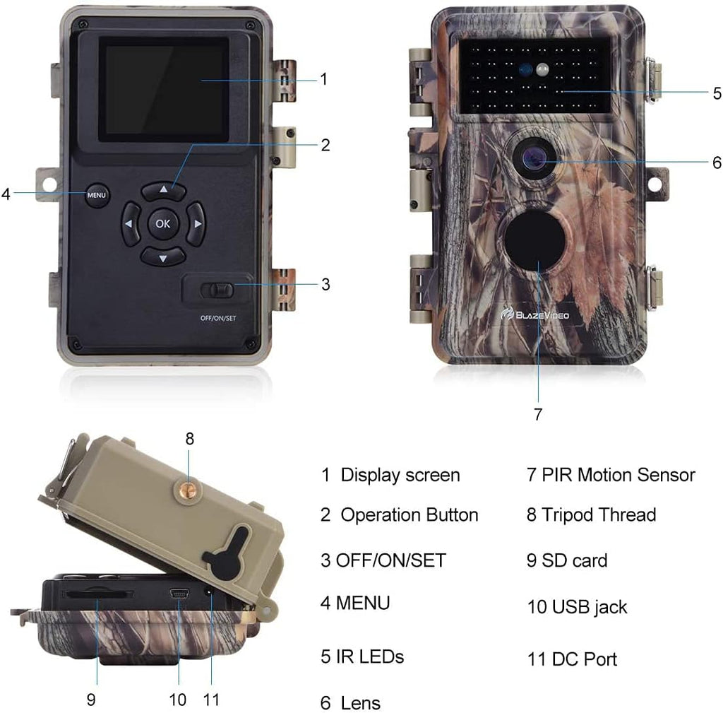 2-Pack 24MP Full HD 1296P Night Vision Motion Activated Waterproof Deer Cameras Q61496
