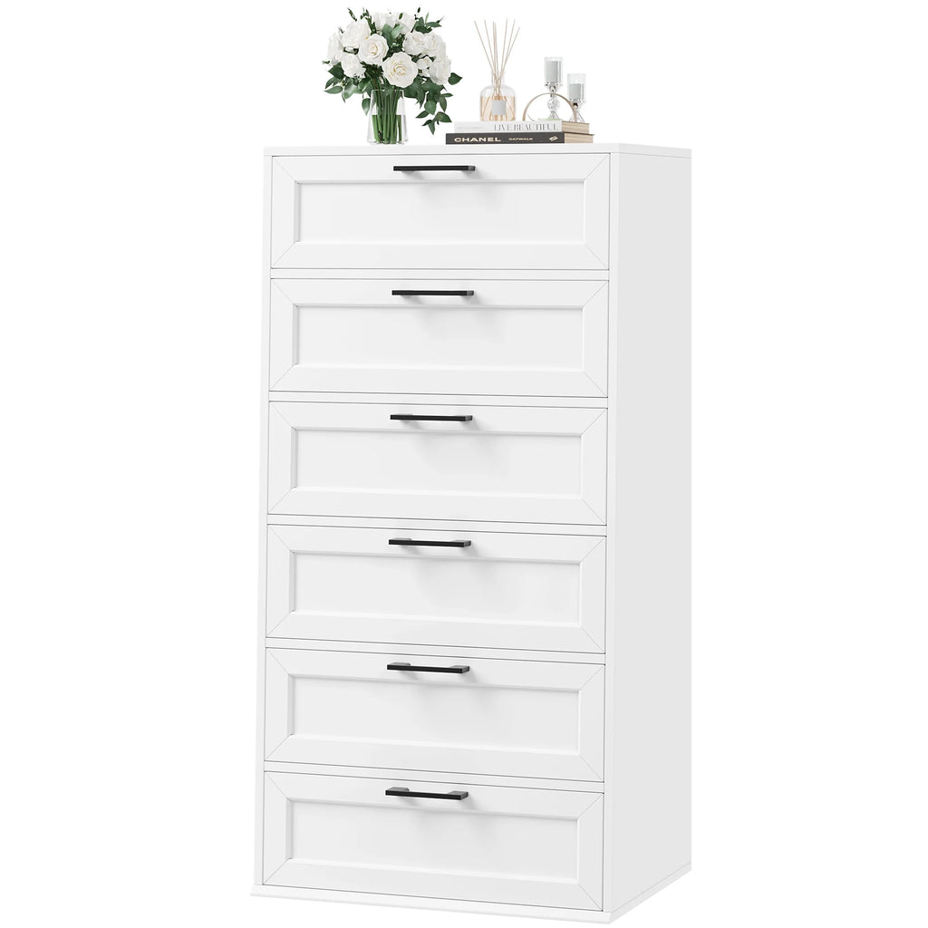 White 6 Drawer Tall Dresser J75440
