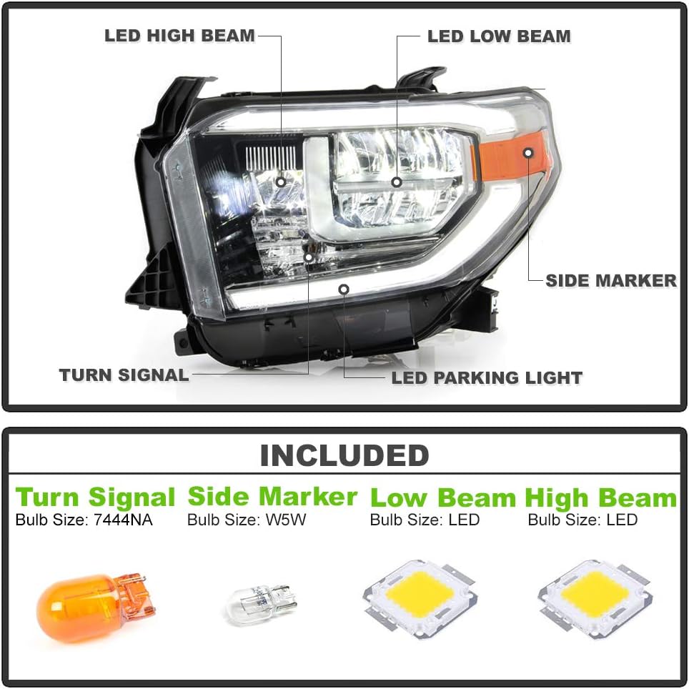 Smoked Chrome Housing LED Headlight Assembly Driver Side B150448