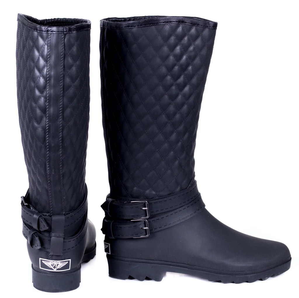 Quilted Double Buckle Tall Rain Boot H332294