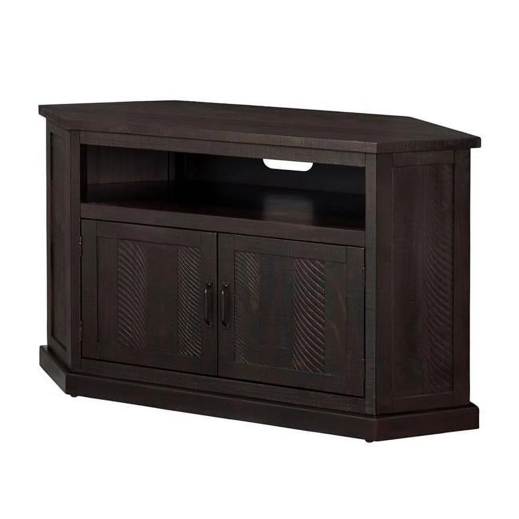 Rustic Wooden Corner TV Stand with 2 Door Cabinet Q770691