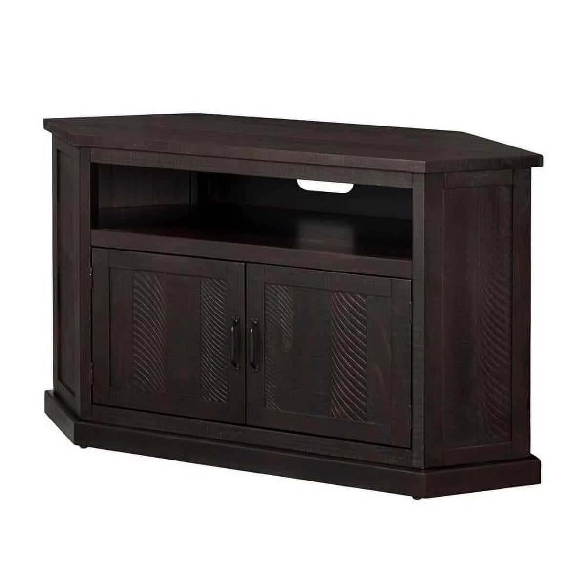 Rustic Wooden Corner TV Stand with 2 Door Cabinet Q770691