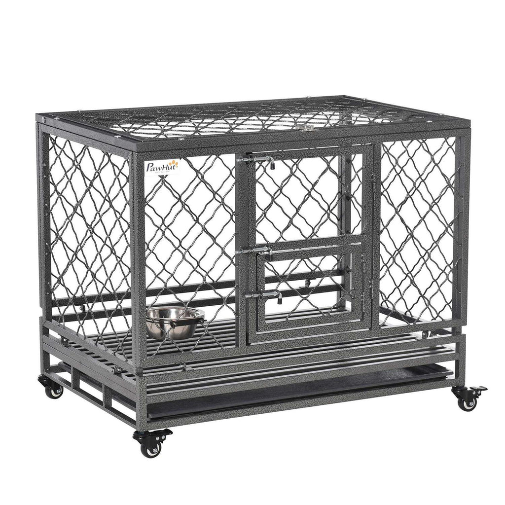 Heavy Duty Dog Crate Metal Kennel and Cage Dog Playpen with Lockable Wheels E328